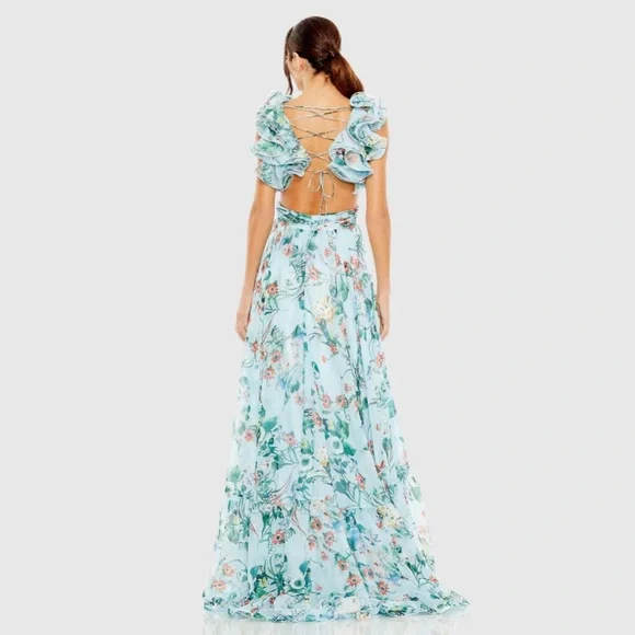 MAC DUGGAL
Indy A-Line Ruffled Back-Lace Chiffon Gown - Picture 15 of 17